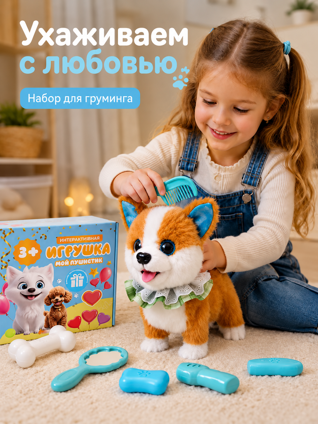 Мягкая игрушка FAVORITSTAR DESIGN Интерактивный щенок корги - фото 9