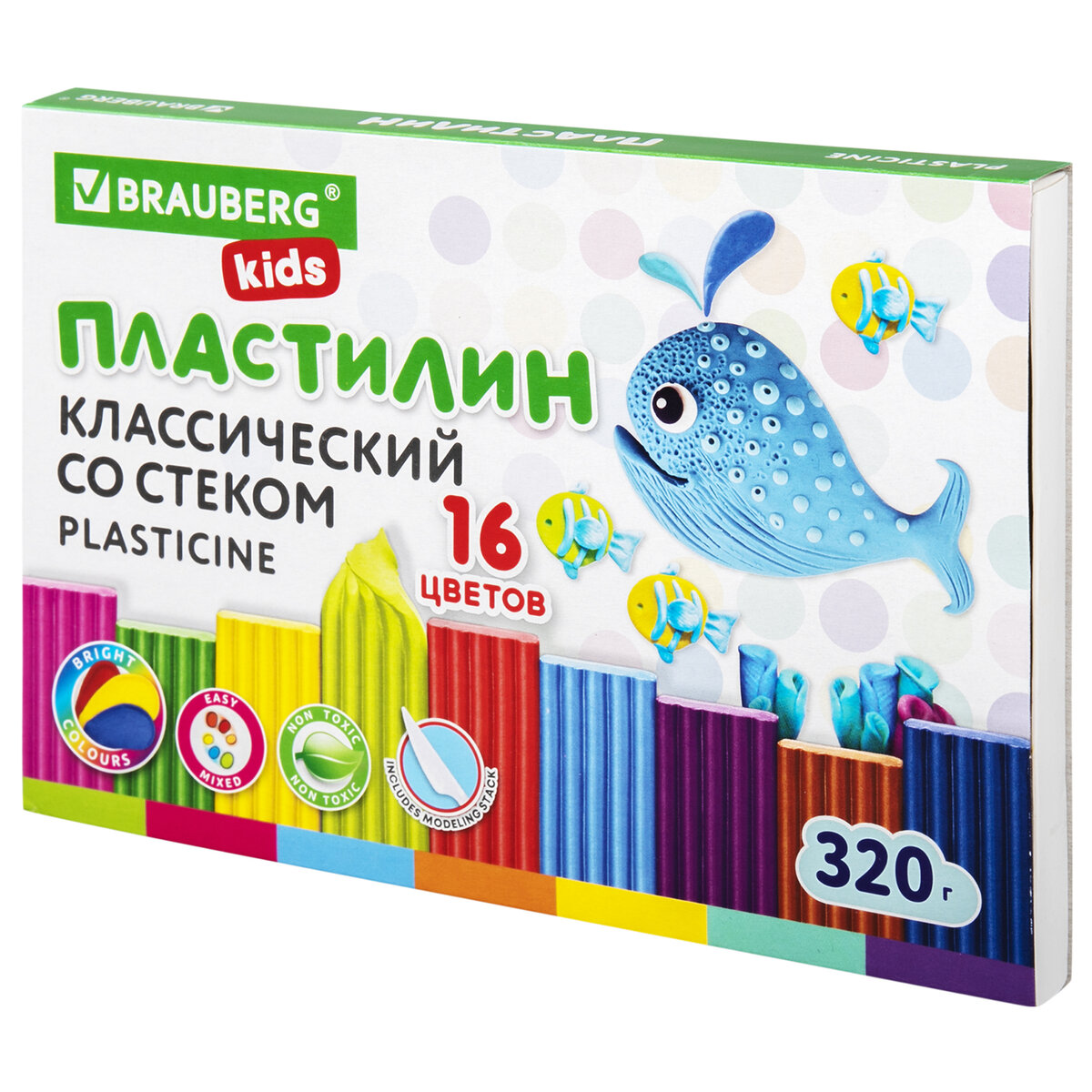 Пластилин Brauberg 16 цв. - фото 1