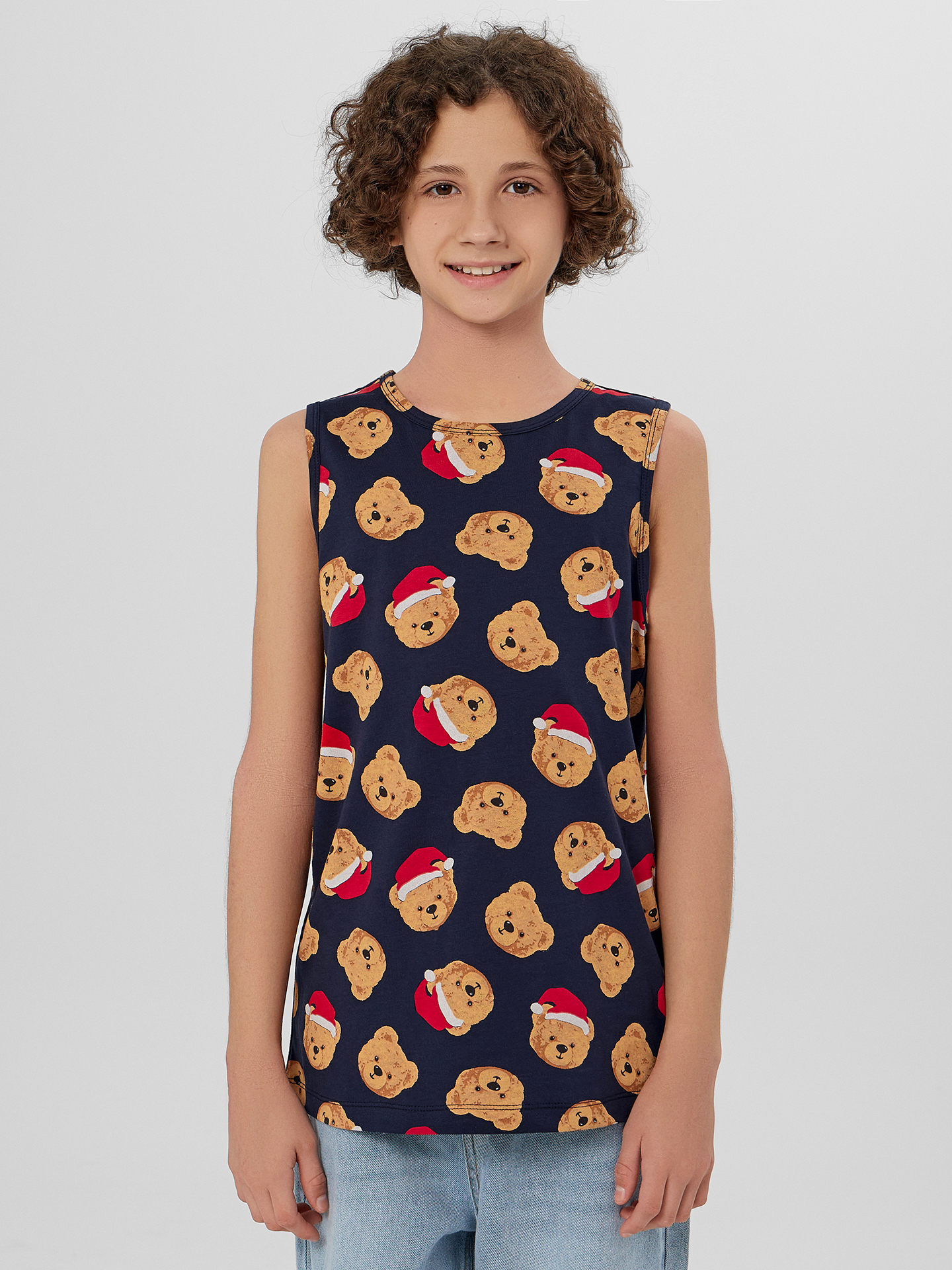 Майка 2 шт Mark Formelle (Марк Формэль) 423344-2/красный +праздничные медвежата на синем - фото 3