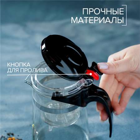Заварочный чайник MAGISTRO стеклянный «Мехико» 900 мл с металлическим ситом пластиковая колба