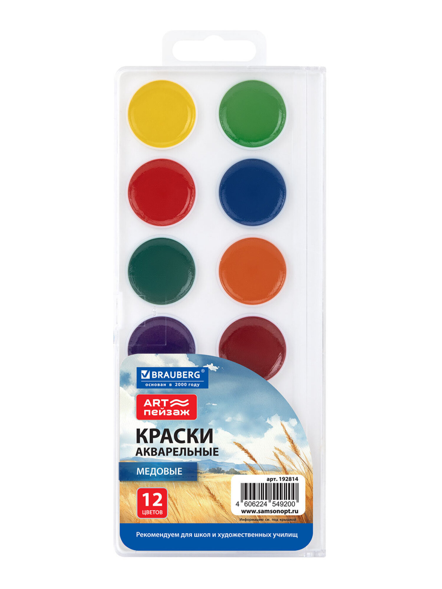 Краски акварель Brauberg 12 цв. - фото 2