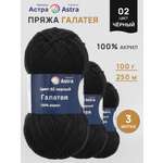 Пряжа Astra Premium Галатея акриловая 100 г 250 м 02 черный 3 мотка