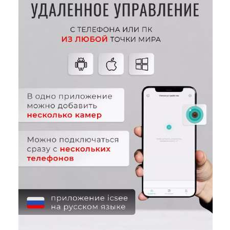 Камера видеонаблюдения Wi-Fi CASTLELADY поворотная с динамиком видеоняня