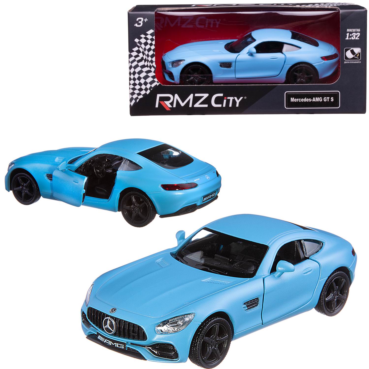Автомобиль Uni-Fortune Mercedes 1:32 голубой 554988M(C) - фото 3