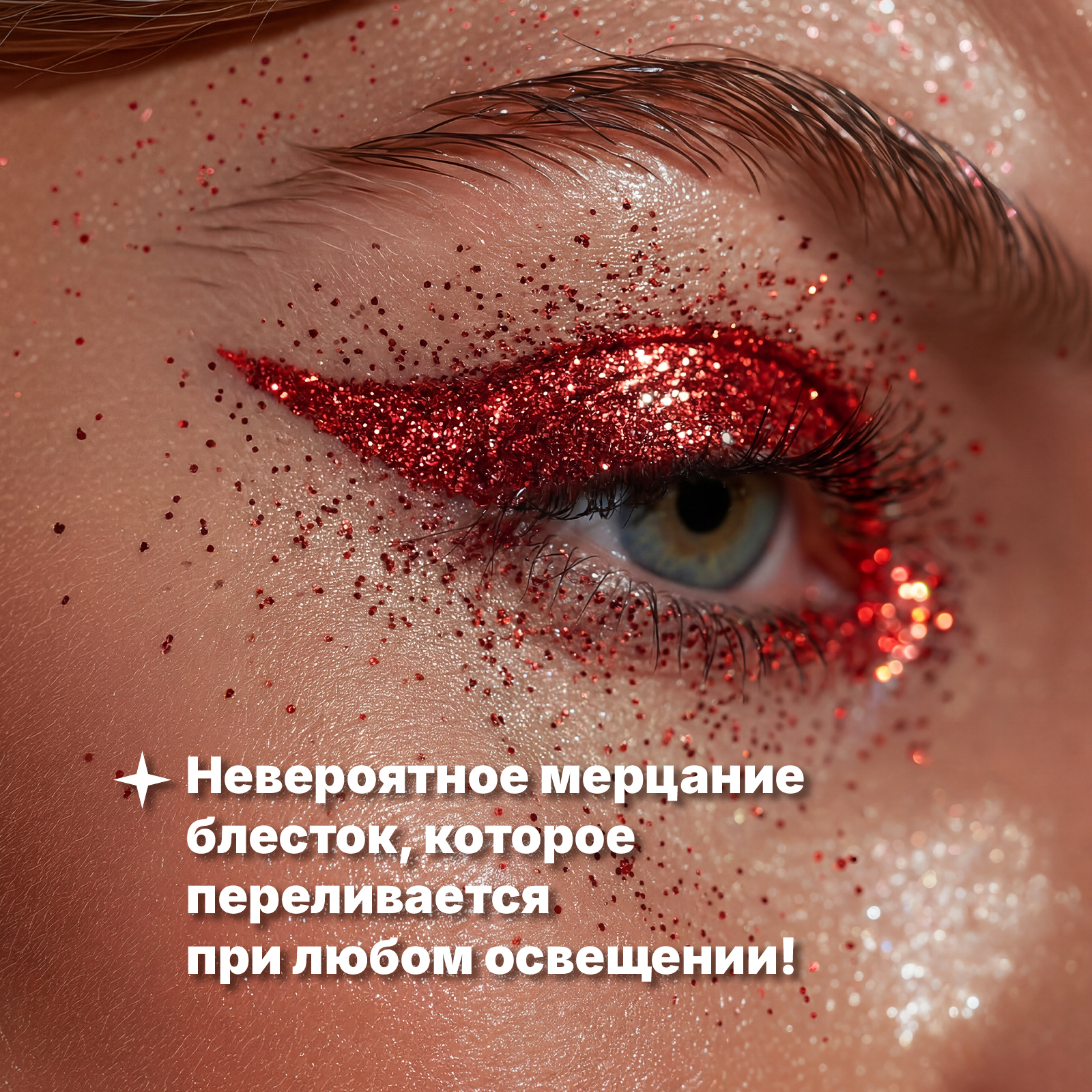 Цветная жидкая подводка с блестками ХОББИЛАБ для макияжа стрелок жидкий рубин с кисточкой - фото 2