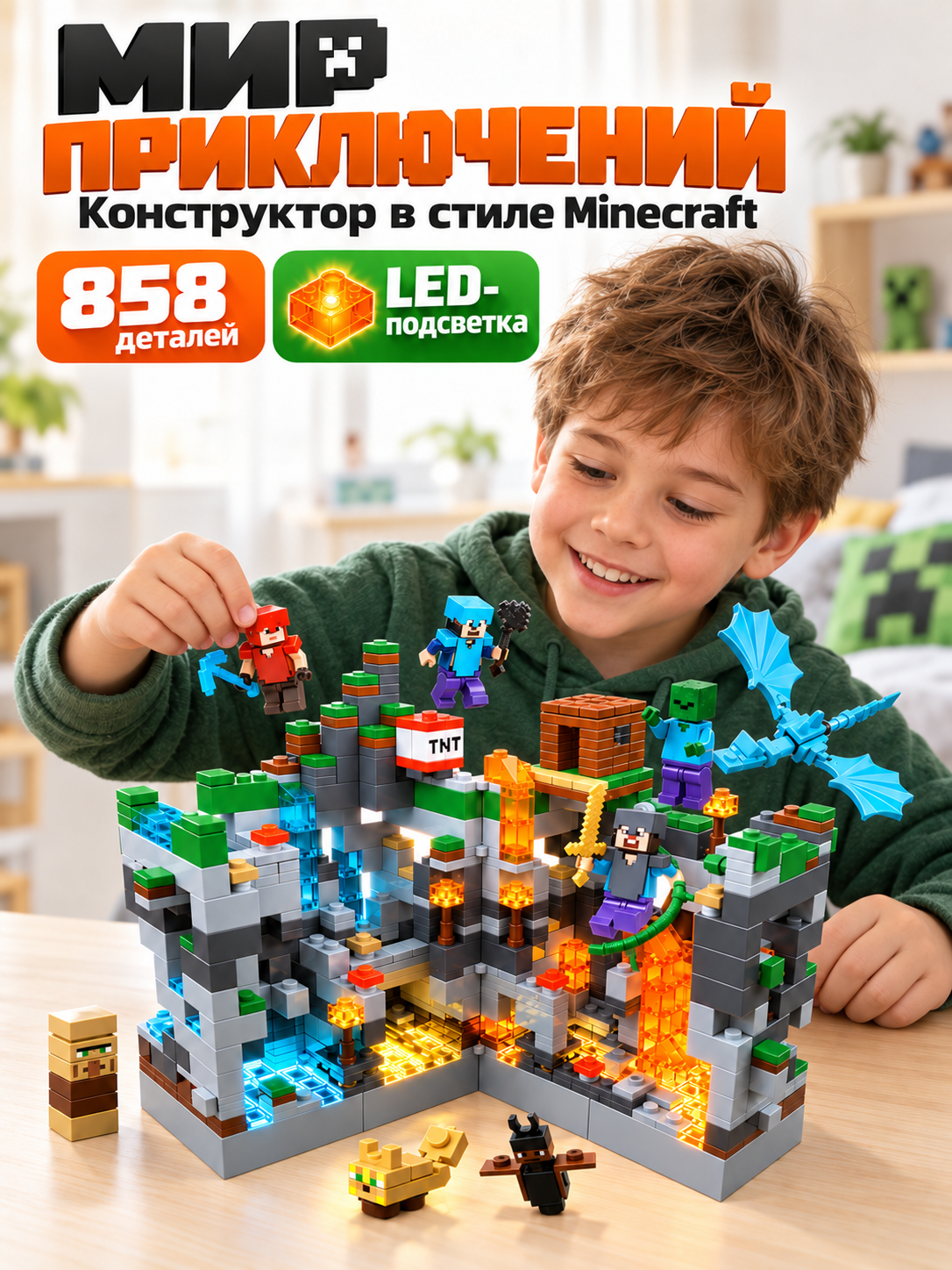 Конструктор BalaToys Майнкрафт Битва с драконом 858 дет. - фото 1