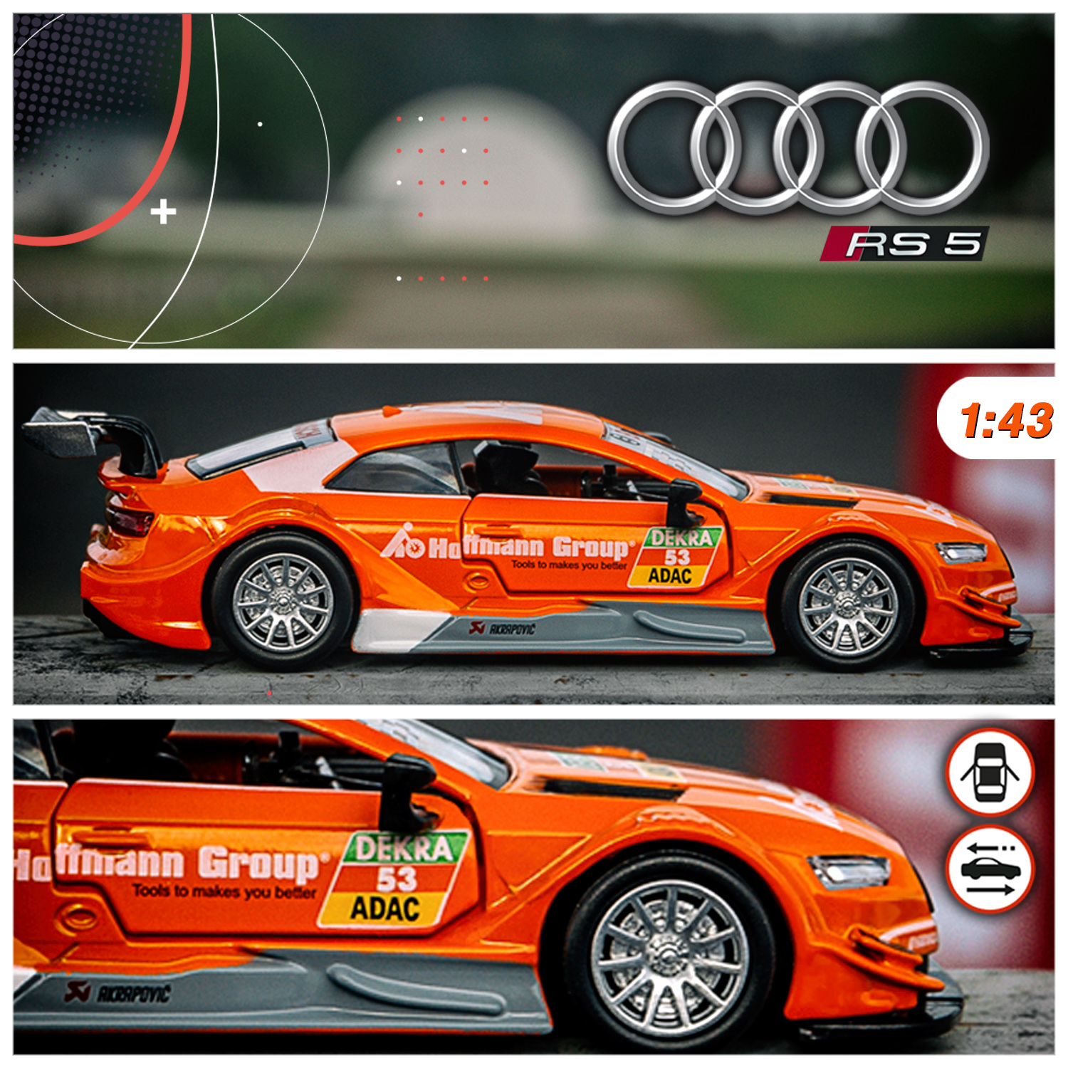 Автомобиль АВТОпанорама Audi RS5 DTM 1:43 JB1251215 - фото 11