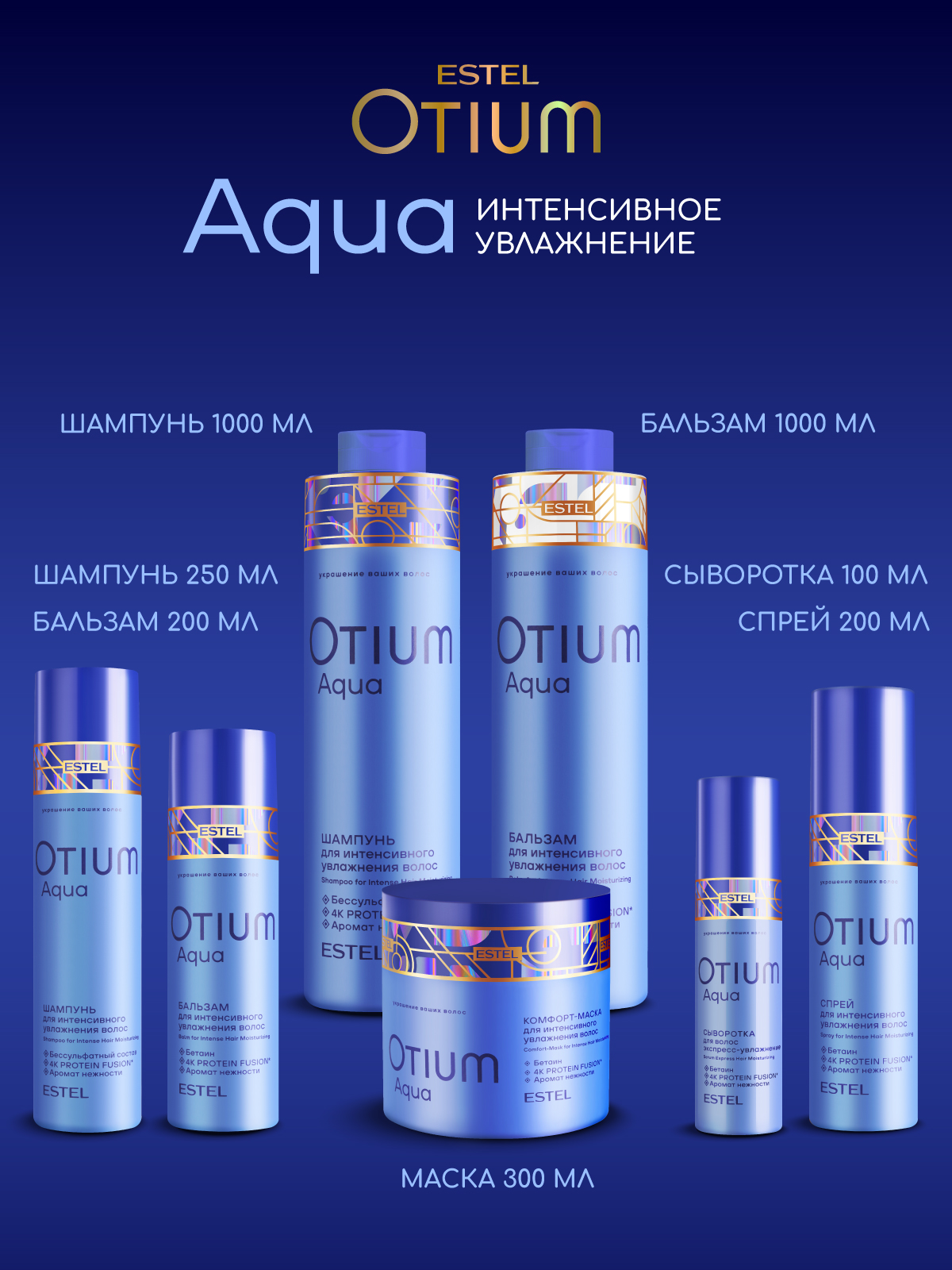 Косметический набор ESTEL бессульфатный OTIUM AQUA для увлажнения волос 250+200 мл - фото 12