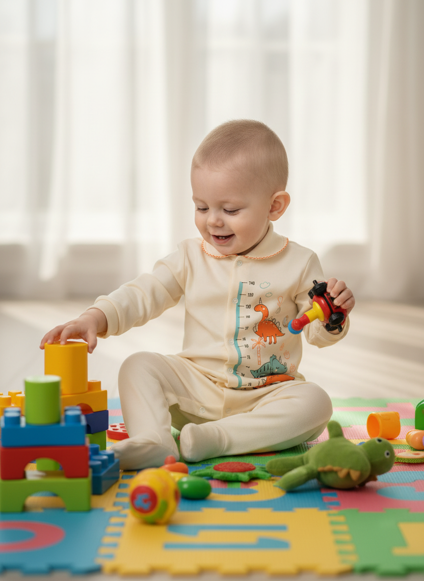 Комбинезон Утенок 260п бежевый дино - фото 3