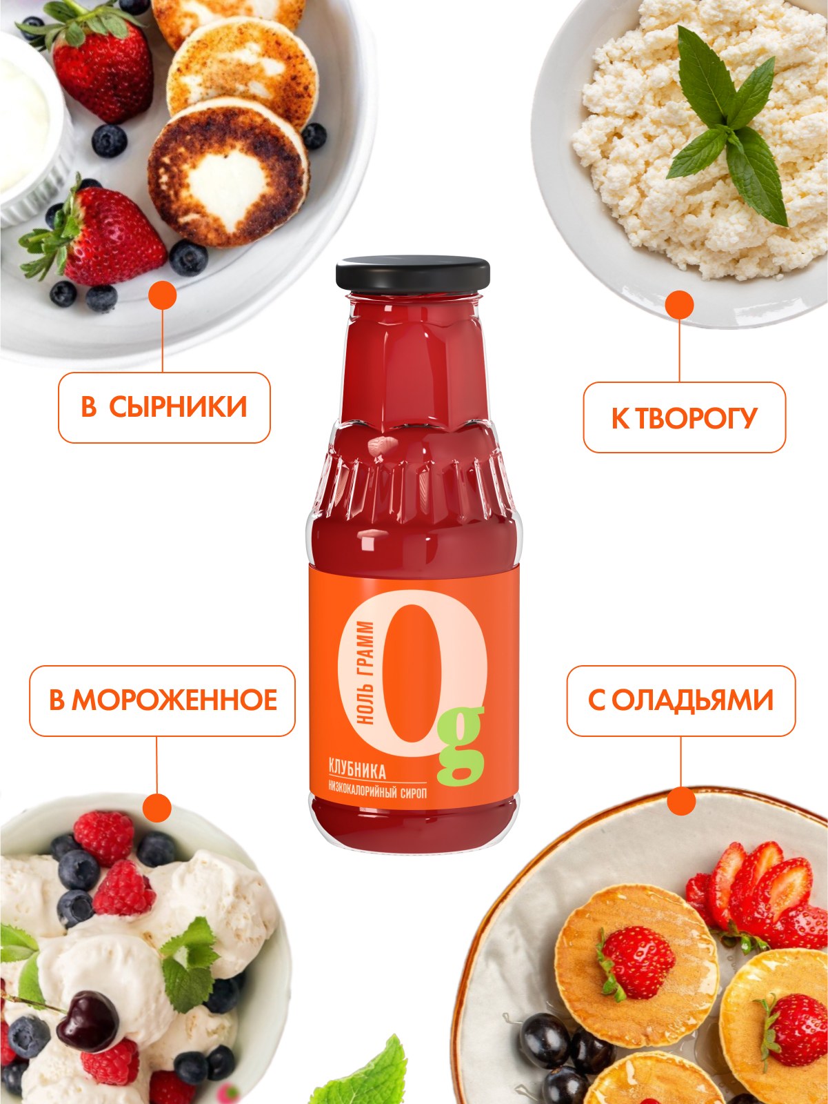 Сироп Ноль грамм низкокалорийный без сахара zero клубника 330г - фото 3