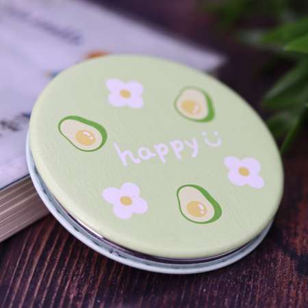 Зеркало карманное iLikeGift Flower avocado green с увеличением