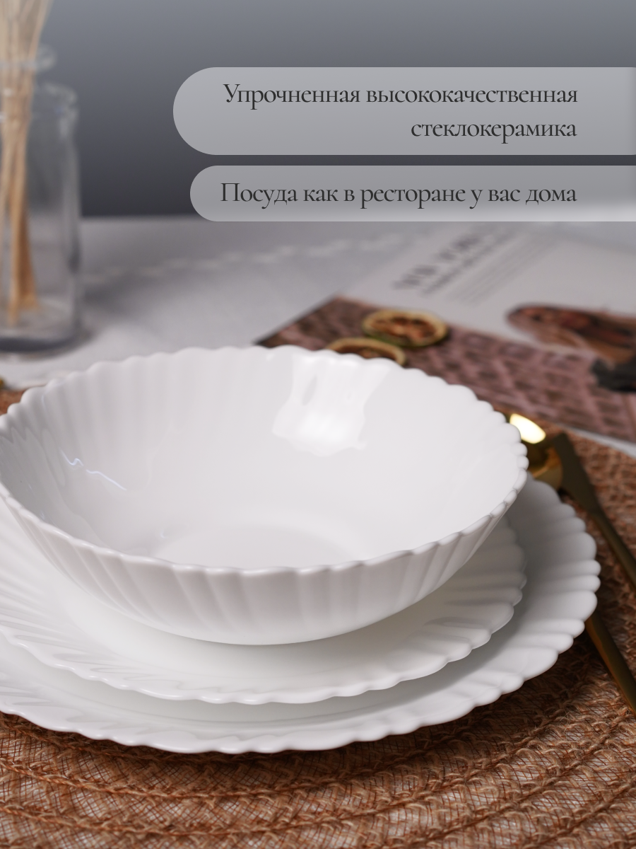 Столовый сервиз OLAFF из стеклокерамики 18 предметов 6 персон - фото 9
