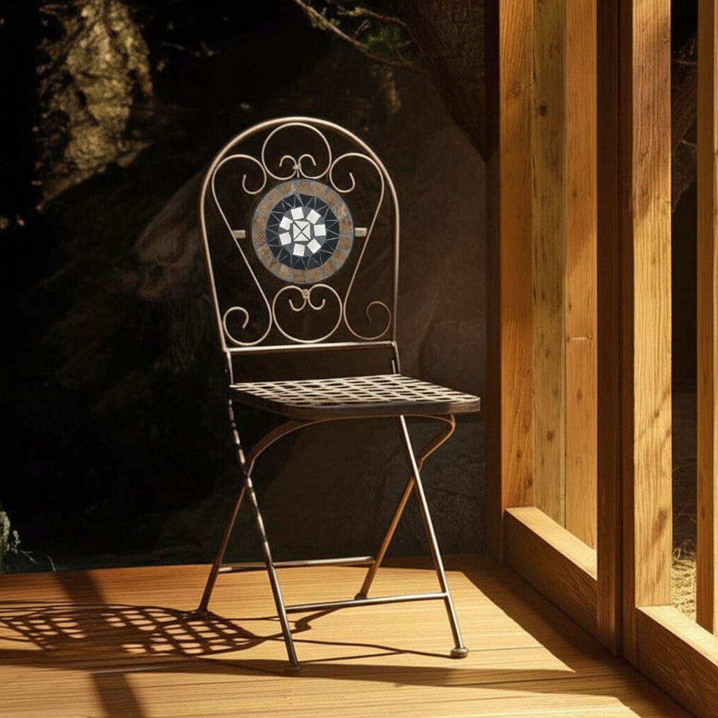 Комплект садовых стульев TETCHAIR Виченза, складные, металл, 36х35х91см, черный /плитка "калейдоскоп" - фото 7