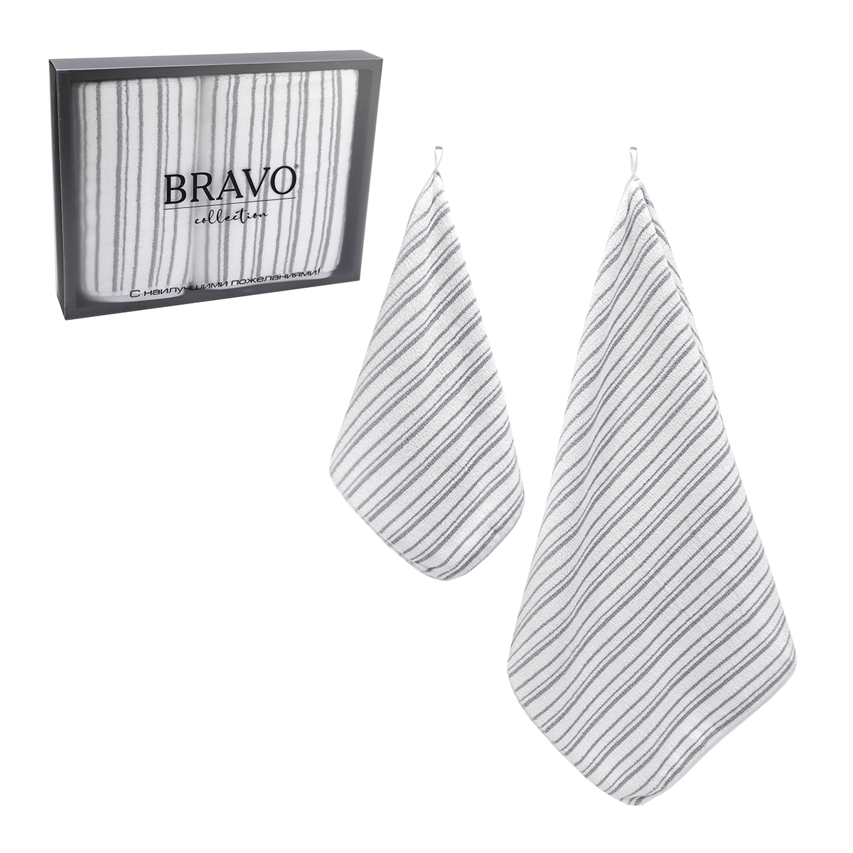 Полотенце BRAVO Лайн 35*75 + 50*100 серый 2 шт. - фото 1