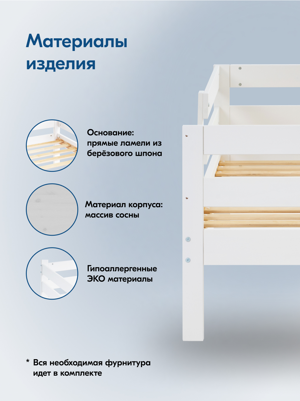 Кровать односпальная IKEA Ош (белый) - фото 3