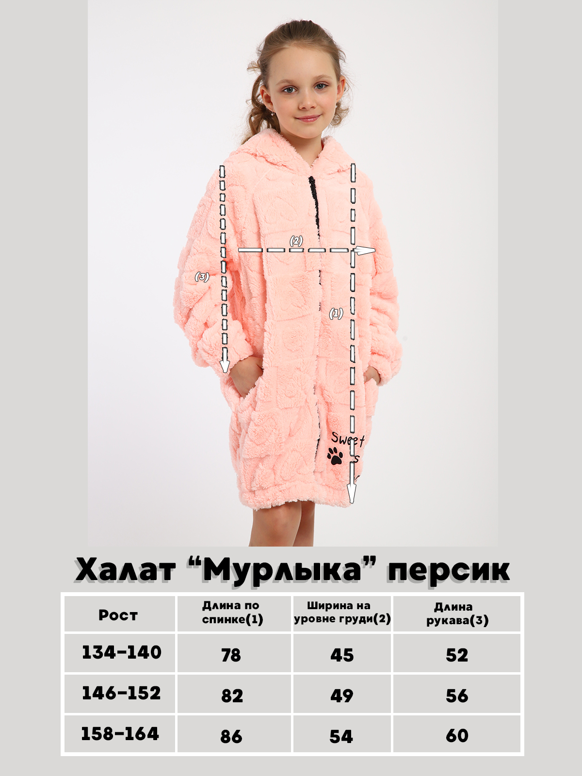 Халат ЛАДОШКИ Халат Мурлыка персик - фото 4