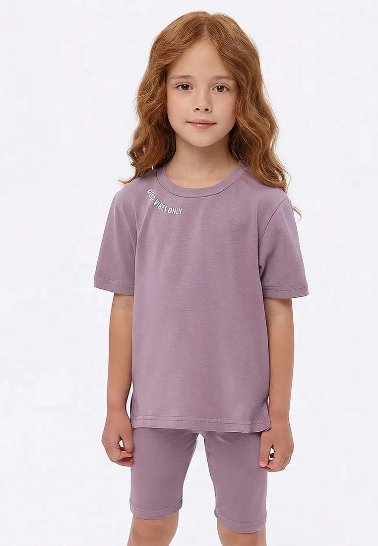 Изображение товара Летний комплект для девочки YOULALA 116 футболка и велосипедки легкий дышащий хлопок