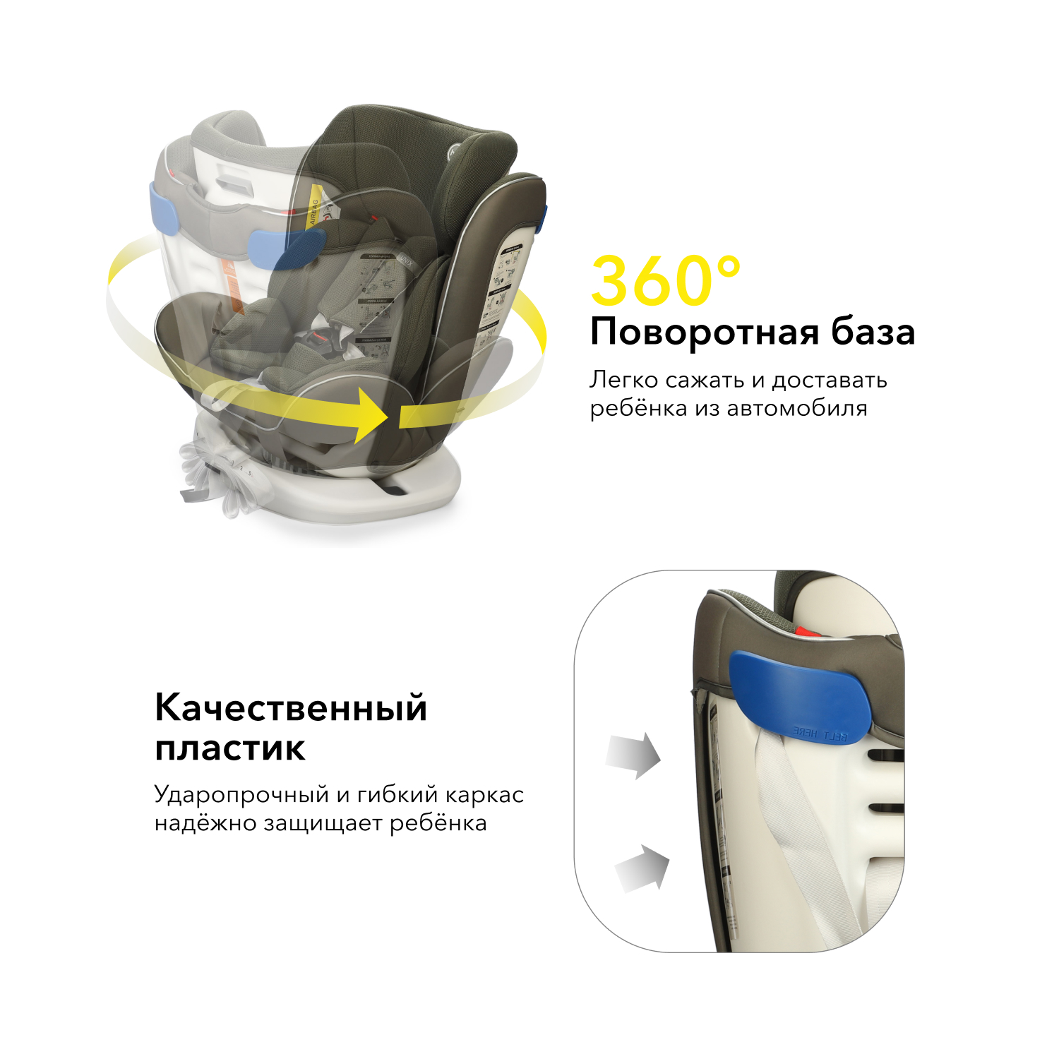 Автокресло Happy Baby Isofix 0+/1/2/3 (0-36 кг) зеленый - фото 3