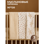 Пелёнка Сонный ежик Муслиновые пеленки муслин 100х130 см 3 шт.