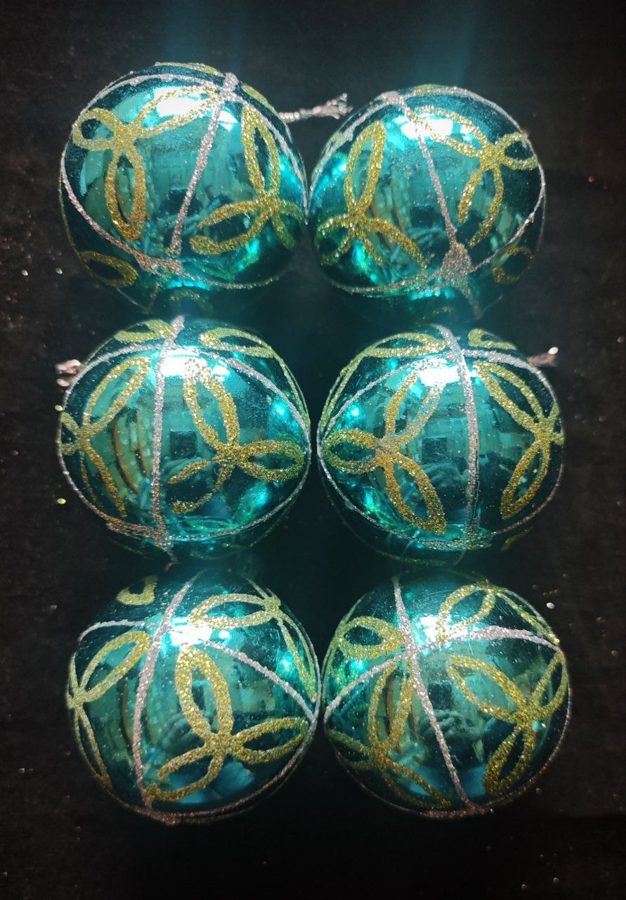 Набор шаров Магия праздника синий-зеленый 6 см - фото 1