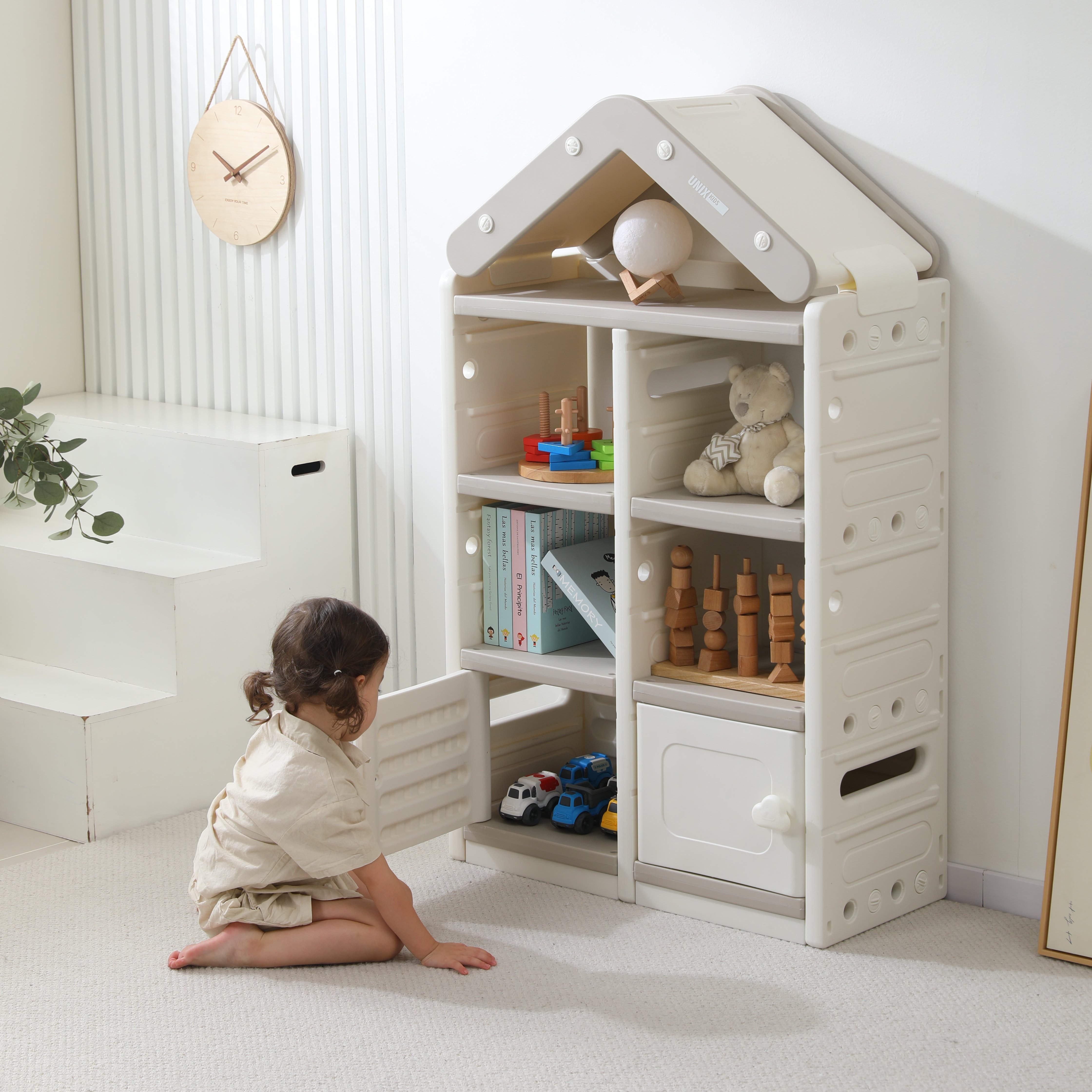 Стеллаж для игрушек UNIX Kids House 2 ящика Grey - фото 11