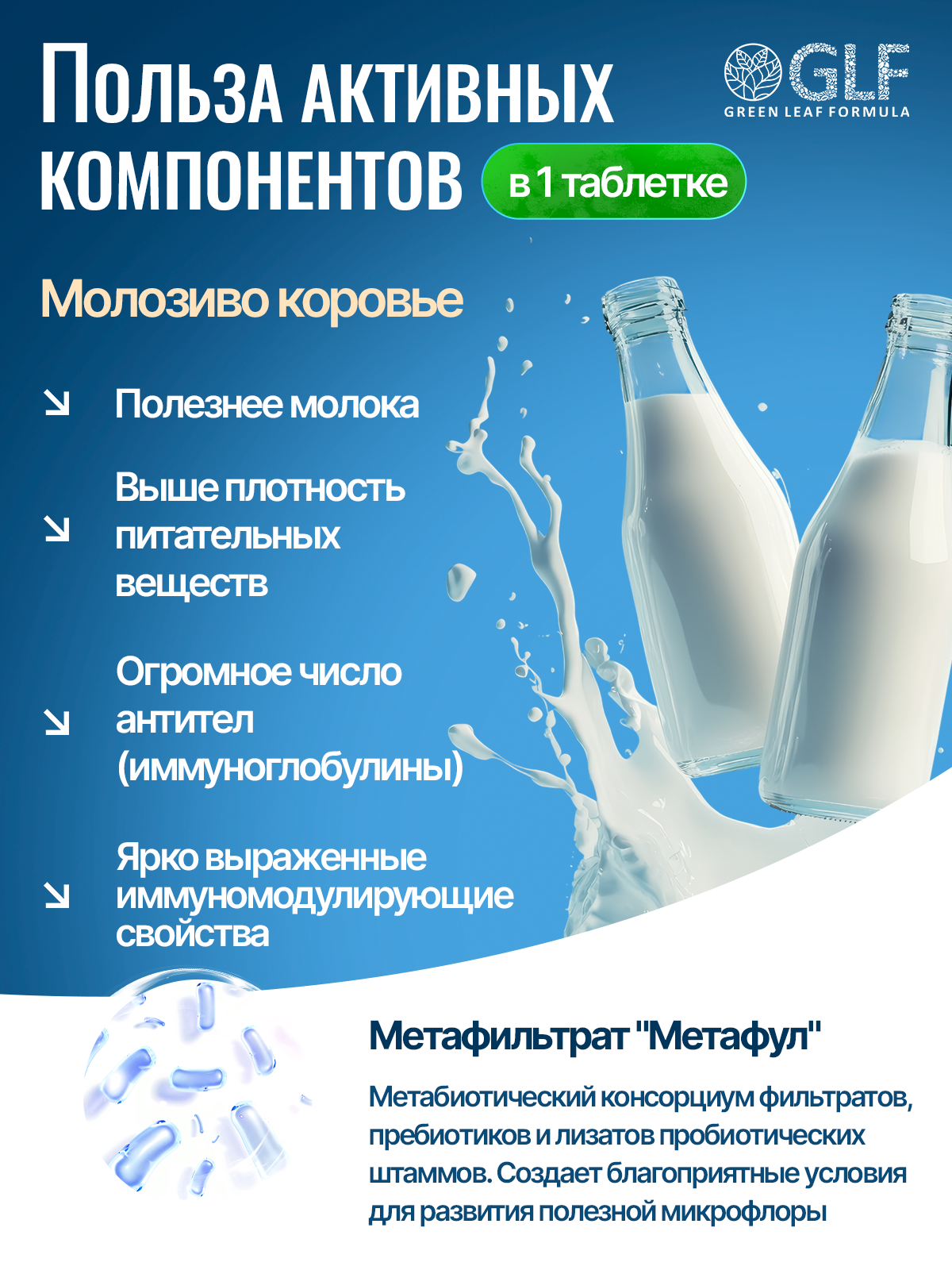 Колострум с метабиотиками банан-клубника Green Leaf Formula пробиотики для детей и взрослых для иммунитета кишечника - фото 4