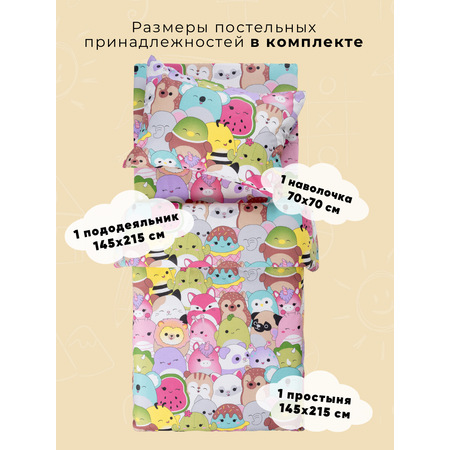 Постельное белье 1,5 спальное Ночь Нежна Сквишки наволочка 70х70
