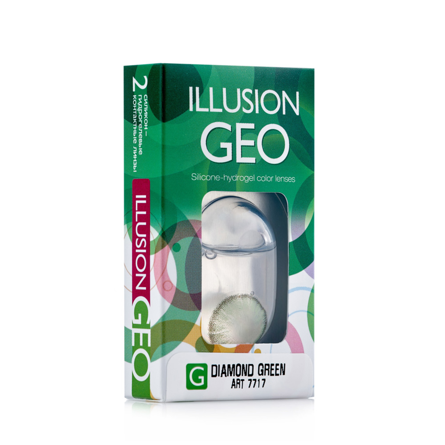 Контактные линзы ILLUSION diamond green на 1 месяц -3.50/8.6 2 шт - фото 1