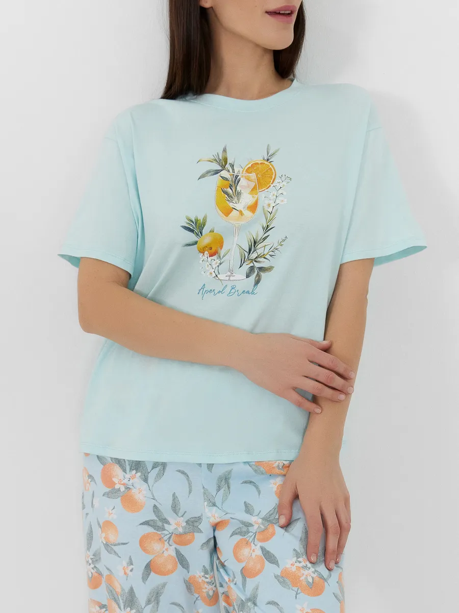 Пижама Mark Formelle (Марк Формэль) 592600/сахарная пудра +апельсины на сахарной пудре - фото 12