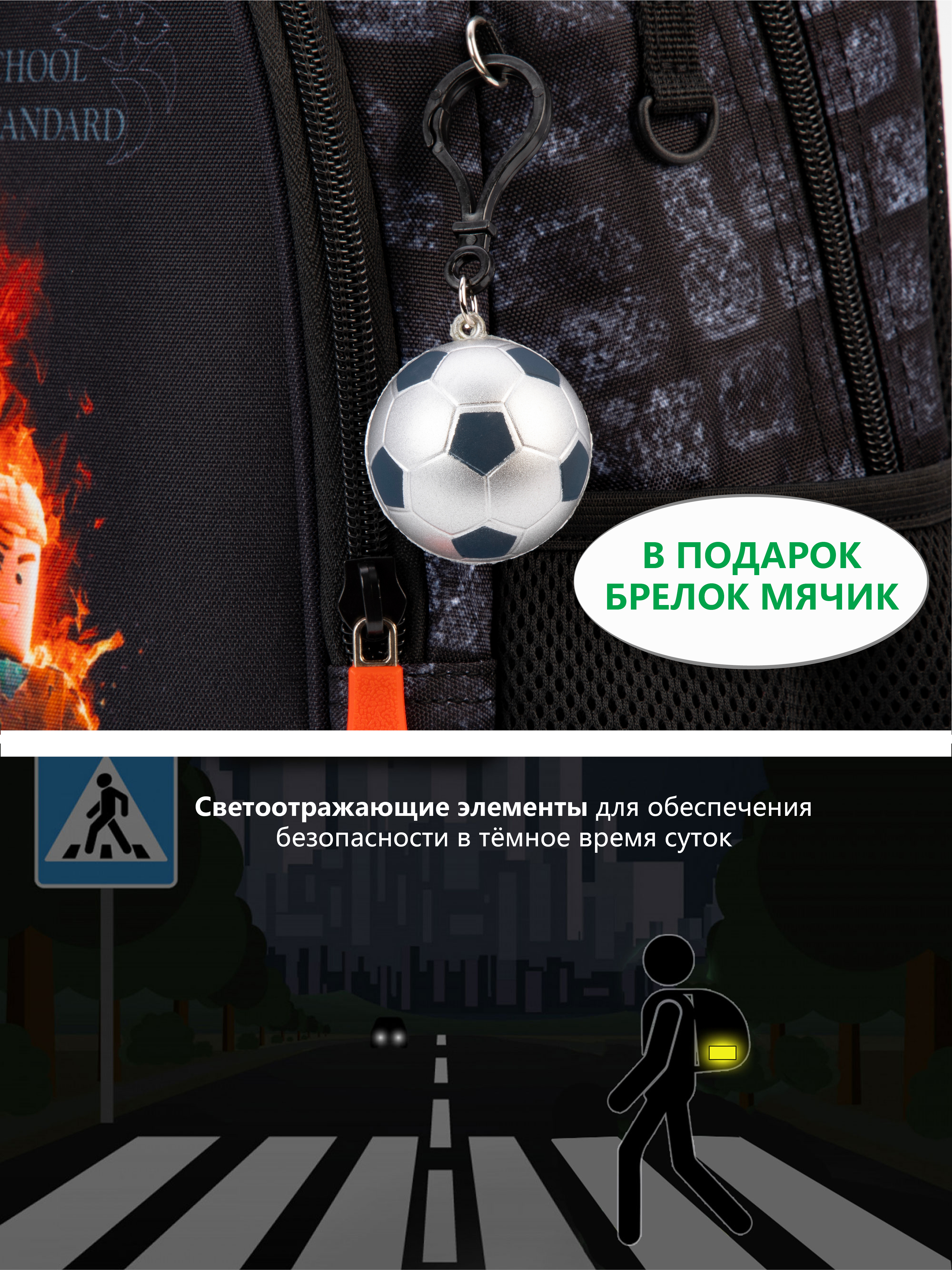 Рюкзак School Standard анатомическая спинка+брелок - фото 6