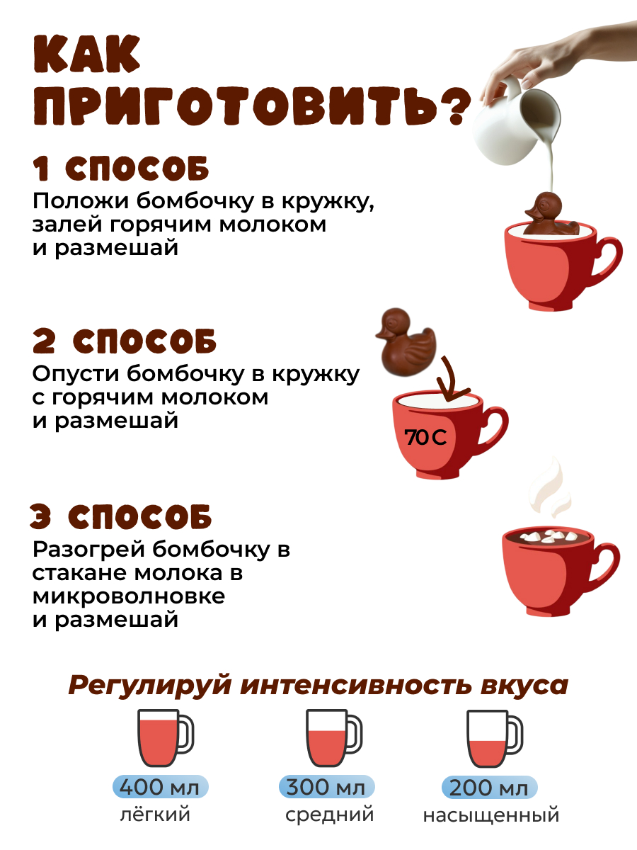 Шоколадные бомбочки с какао и маршмеллоу Бомбическое какао уточки 3 штуки - фото 3