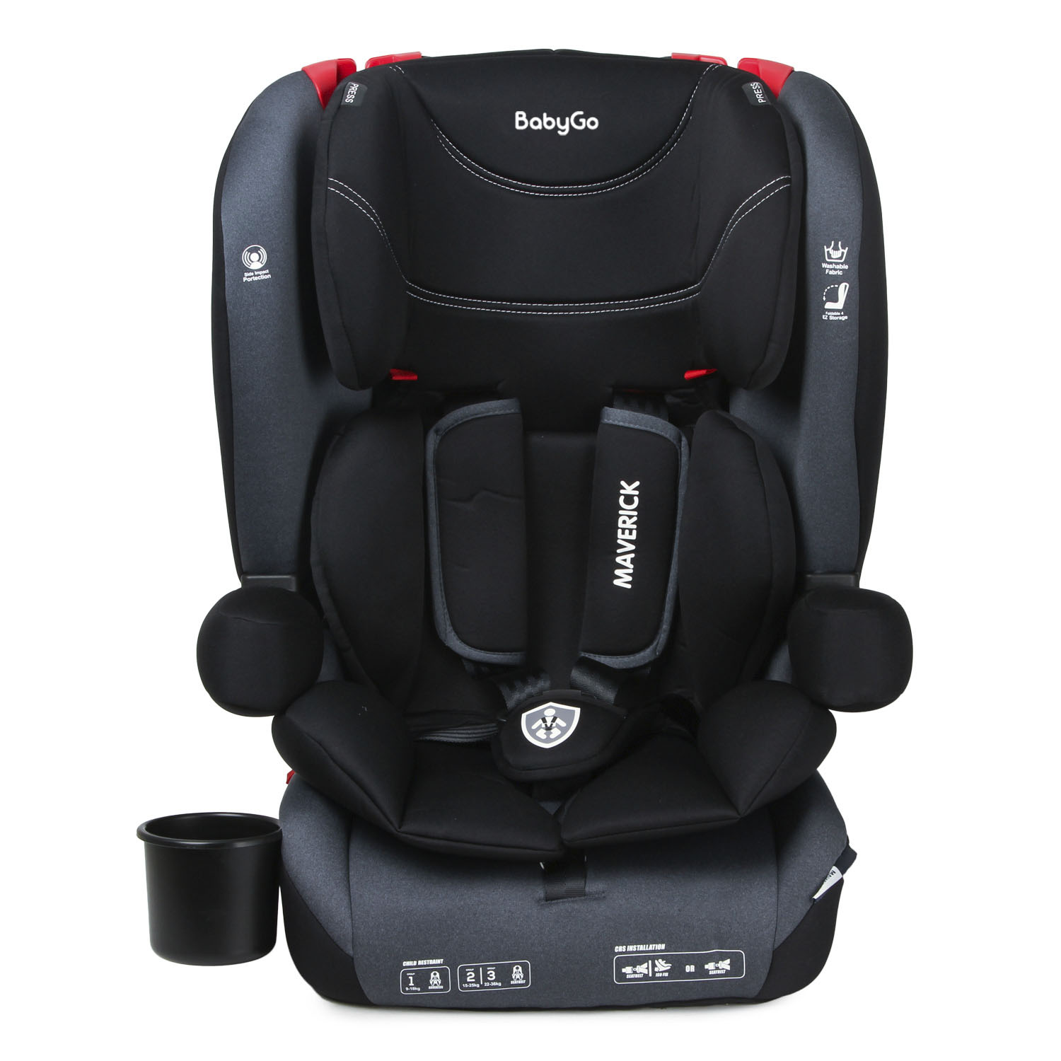 Автокресло BabyGo Maverick New Isofix 1/2/3 (9-36 кг) черный - фото 9