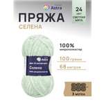 Пряжа для вязания Astra Premium селена мягкая микрополиэстер 100 гр 68 м 24 светлая мята 3 мотка