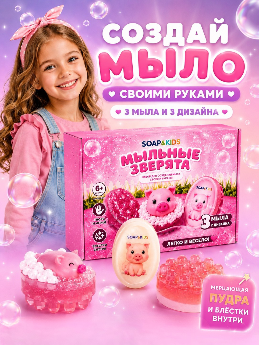 Набор SoapKids Мыльные зверята со свинкой мыло - фото 1