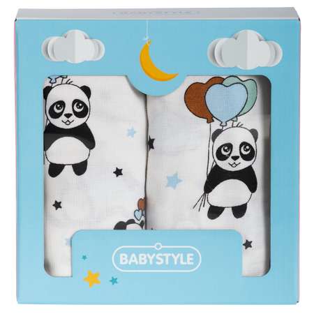 Пелёнка BABY STYLE Пандочка муслин 115х115 см 2 шт.