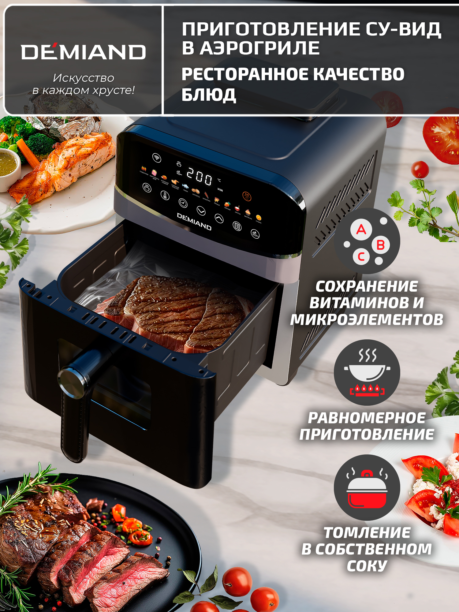 Аэрогриль DEMIAND Sanders с Wi-Fi 6 л - фото 12