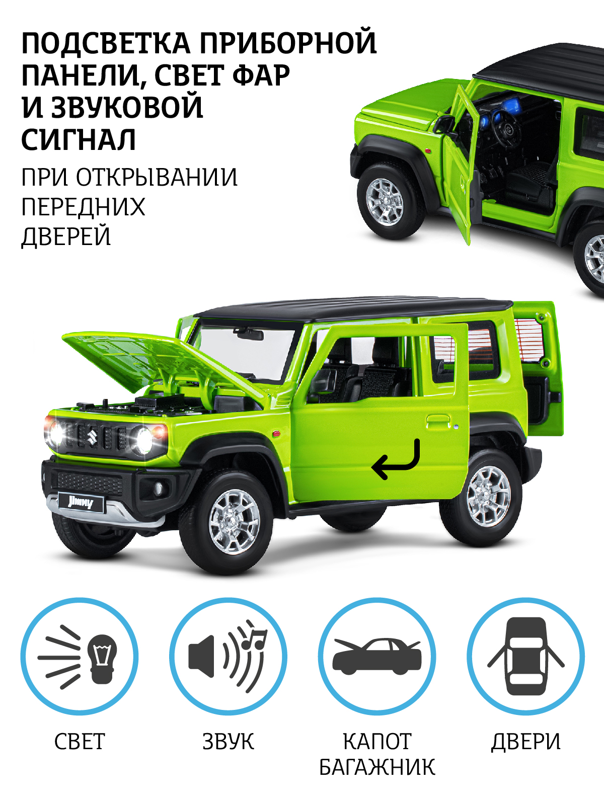 Внедорожник АВТОпанорама Suzuki Jimny 1:18 JB1251508 - фото 2