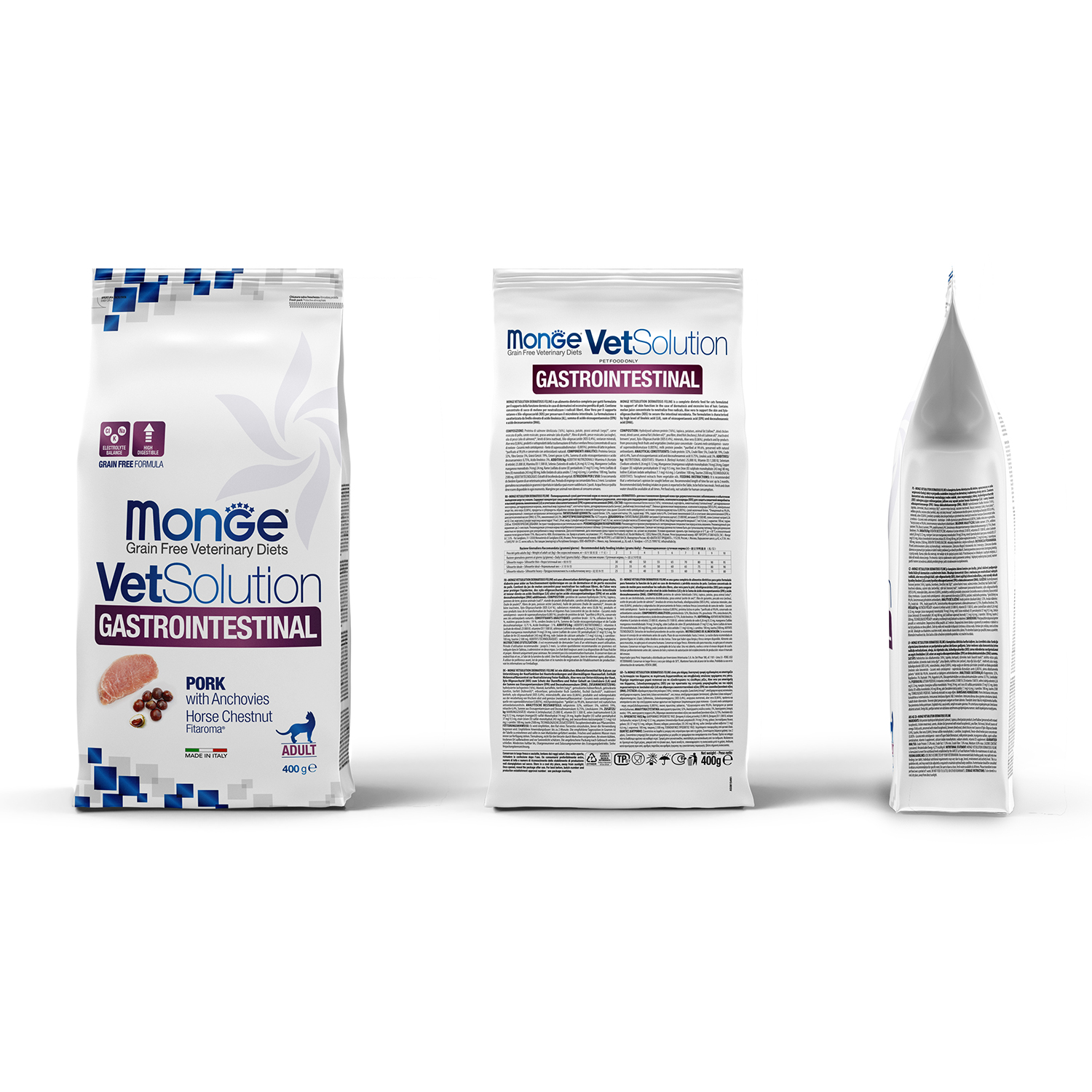 Корм для кошек диетический MONGE VetSolution Cat Gastrointestinal гастро интестинал при заболеваниях ЖКТ 400г - фото 2