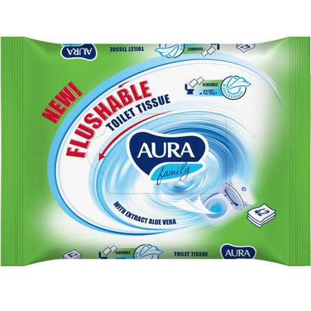 Влажная туалетная бумага AURA 42 шт.