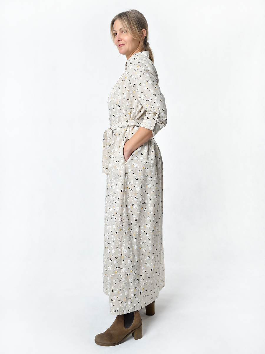 Платье Льняная Горница пл025-02/светло-серый-белый - фото 14
