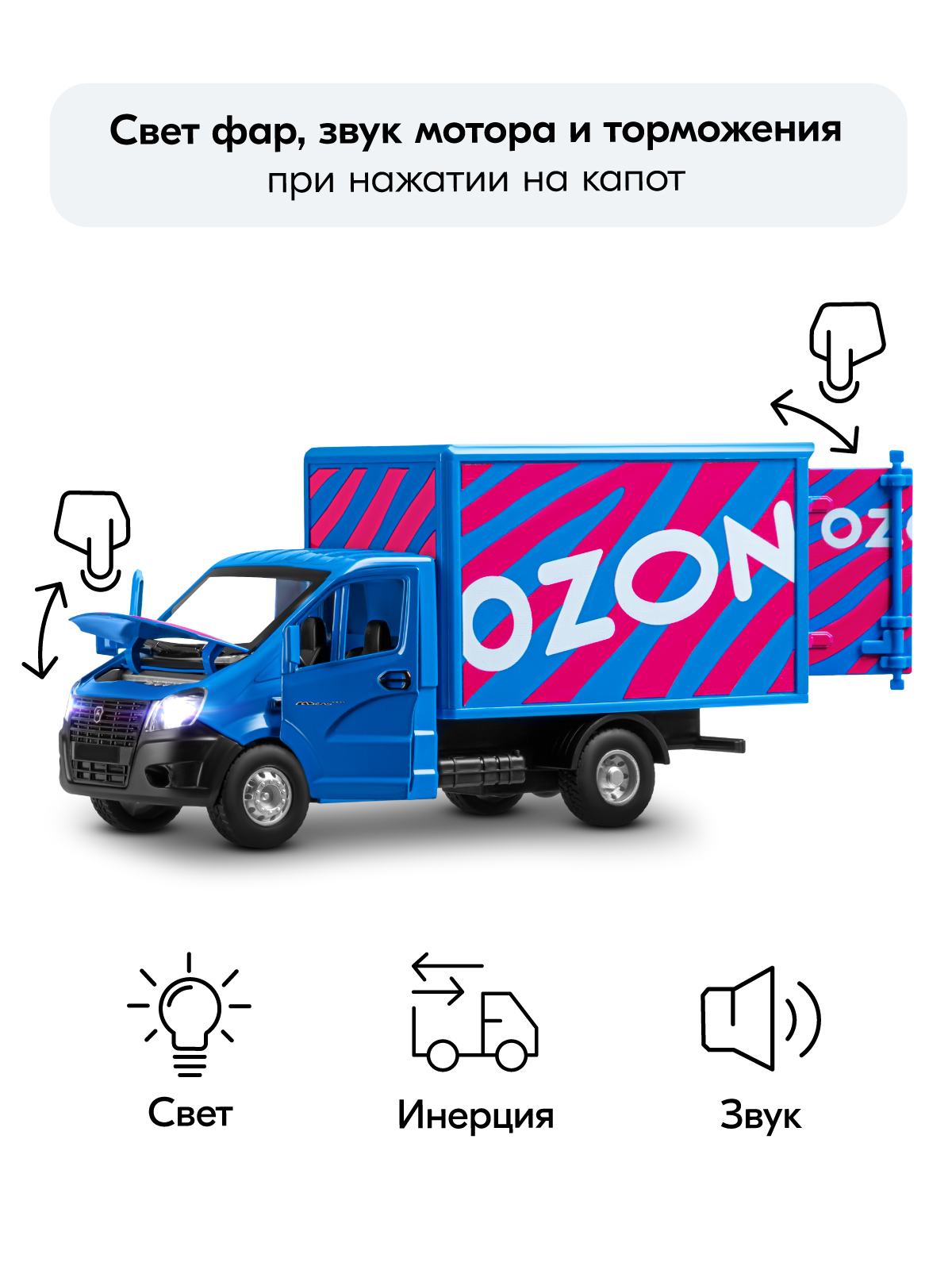 Грузовик АВТОпанорама ГАЗель Next Ozon 1:28 JB0405418 - фото 3