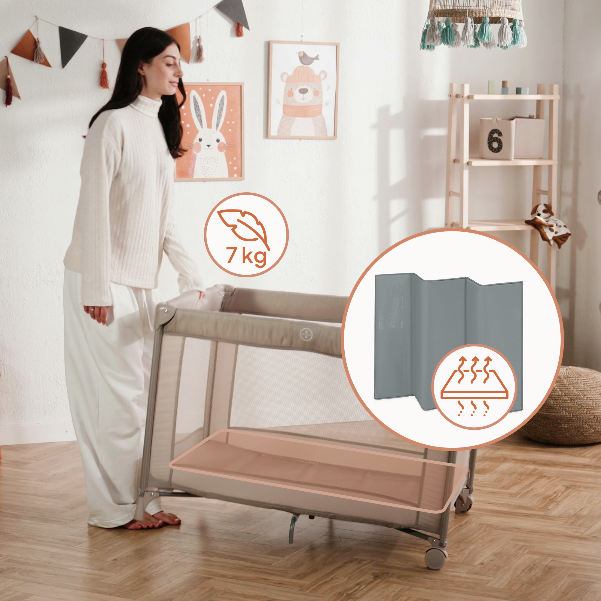 Манеж кровать Lionelo серый LO-AMELIE GREY CONCRETE - фото 7