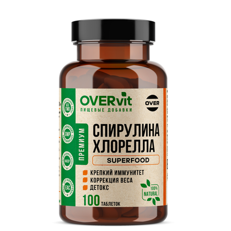 Спирулина Хлорелла OVER Витамины для похудения 100 таблеток