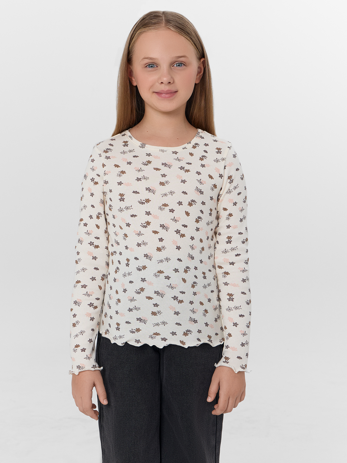 Лонгслив Mark Formelle (Марк Формэль) 127885/цветочки на молочном - фото 1