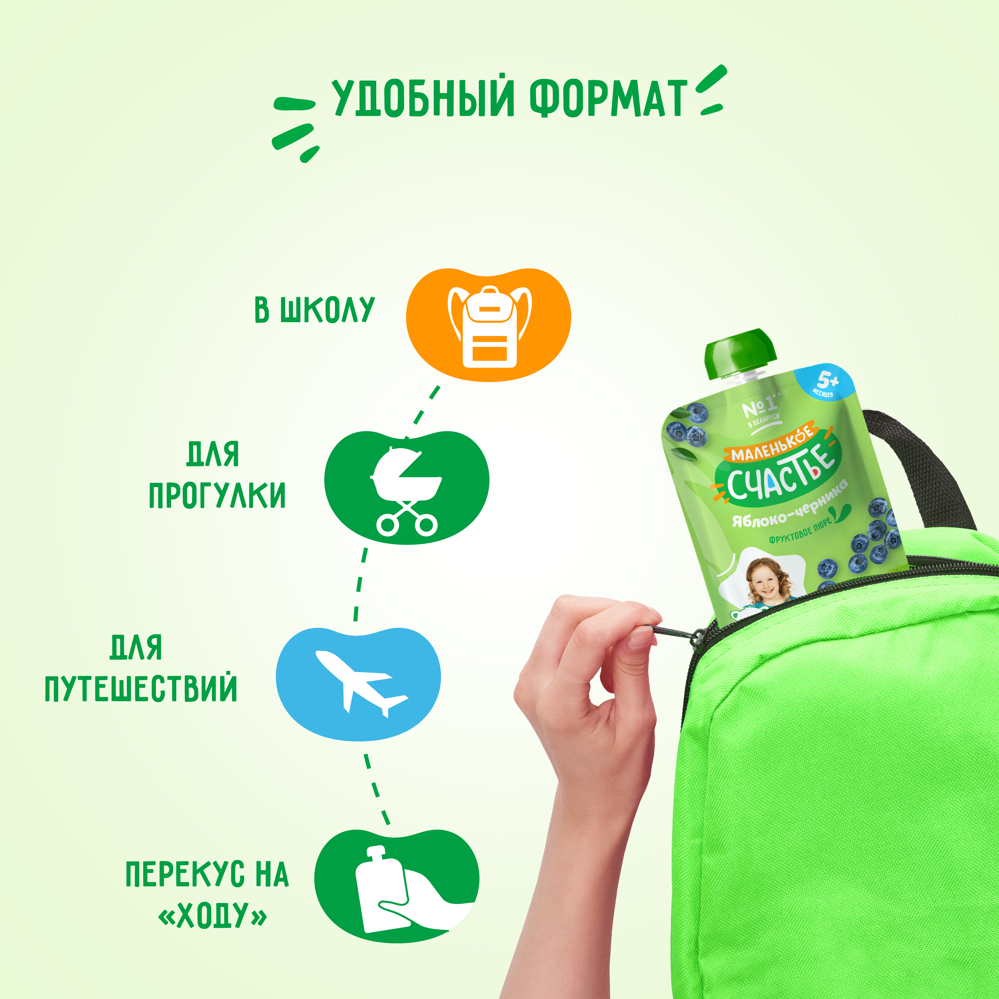 Пюре Маленькое счастье Яблоко-черника с 5 мес 90 г - фото 4