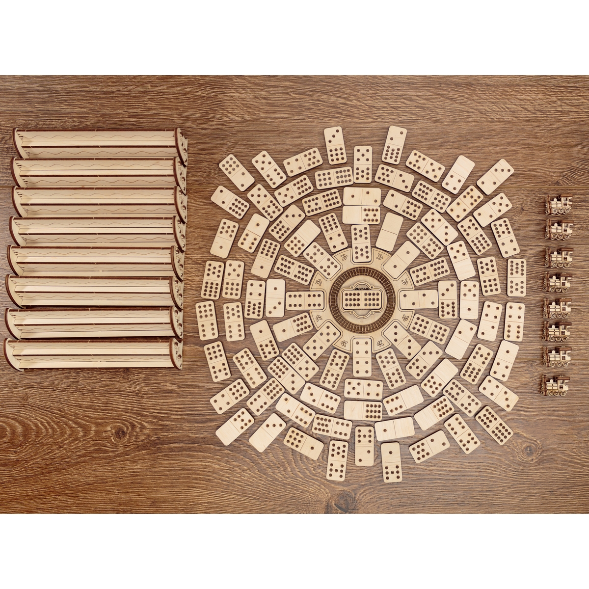 Конструктор Eco Wood Art Домино Мексиканский поезд деревянный - фото 19