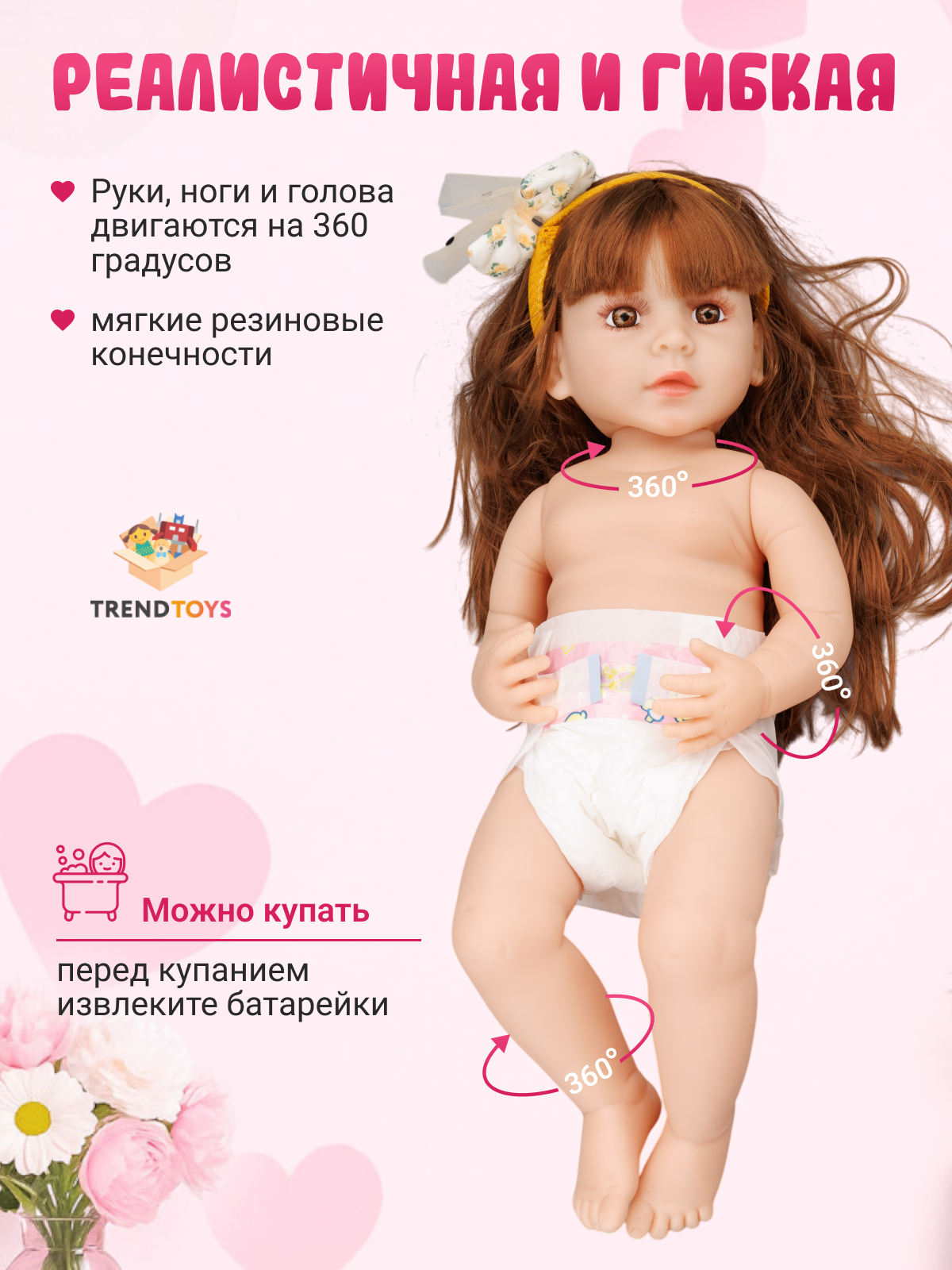 Кукла пупс TrendToys Говорящая с аксессуарами высота 55 см SDM018 - фото 5