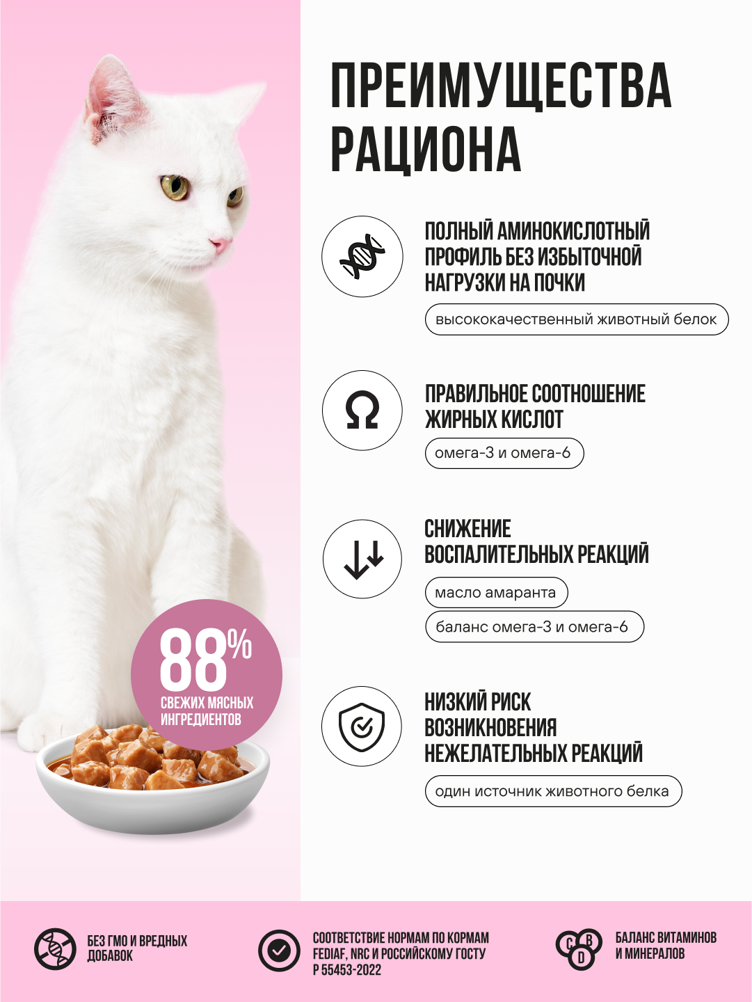 Полнорационный влажный корм BOWL WOW в соусе для здоровой кожи и шерсти кошек с индейкой и шпинатом 85г - фото 3