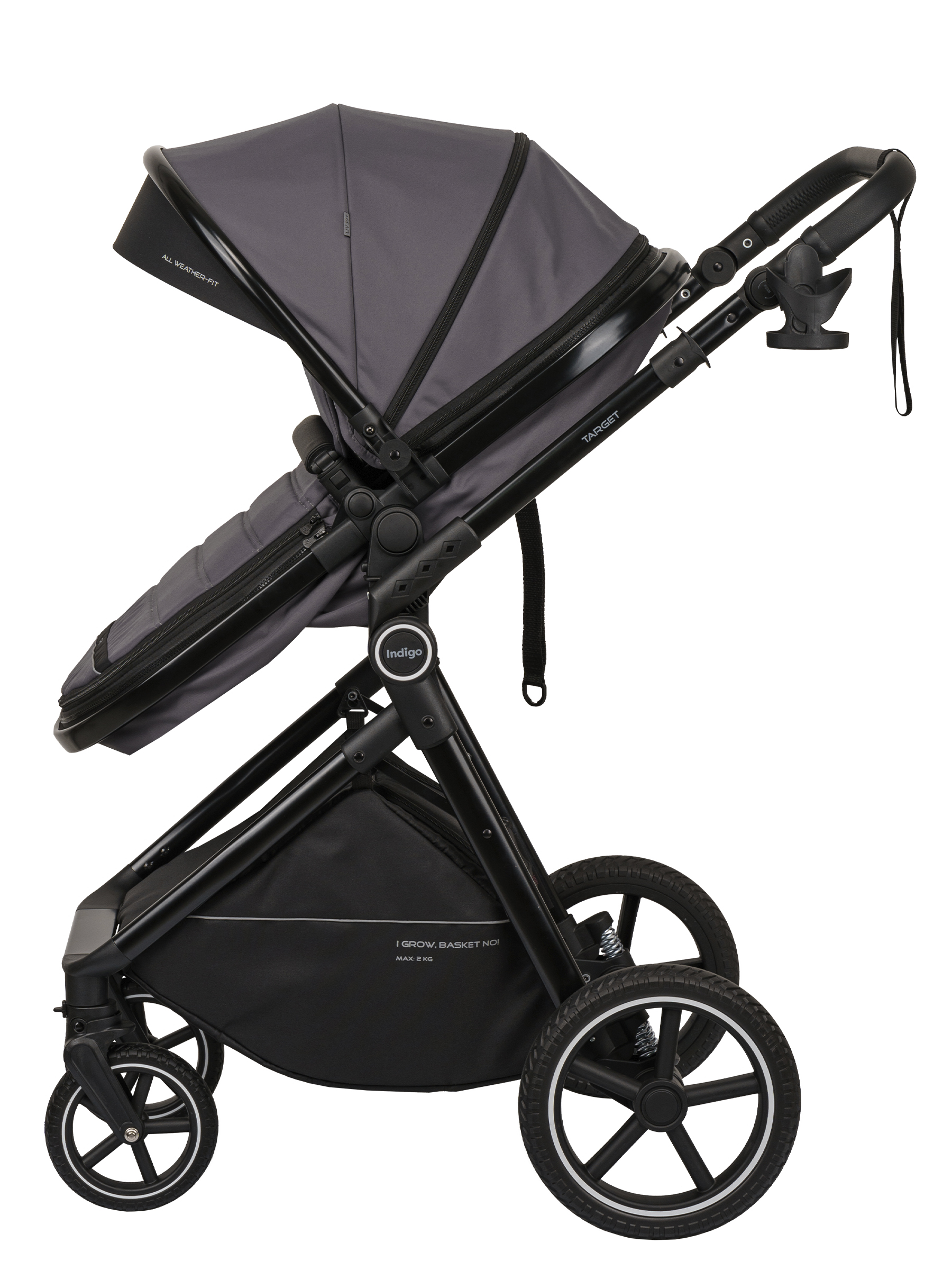 Коляска трансформер Indigo TARGET 3в1 серый - фото 26