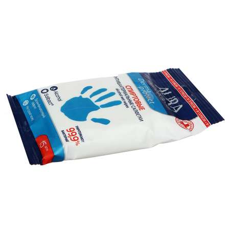 Влажные салфетки AURA Antibacterial антибактериальные 15 шт.